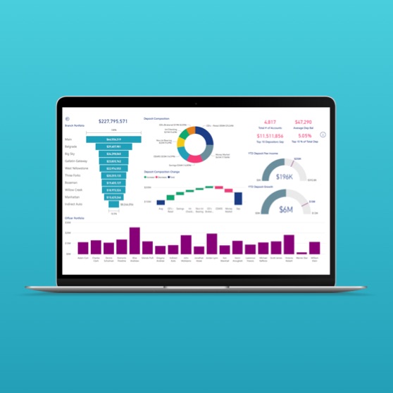 Laptop with an assortment of graphs shown