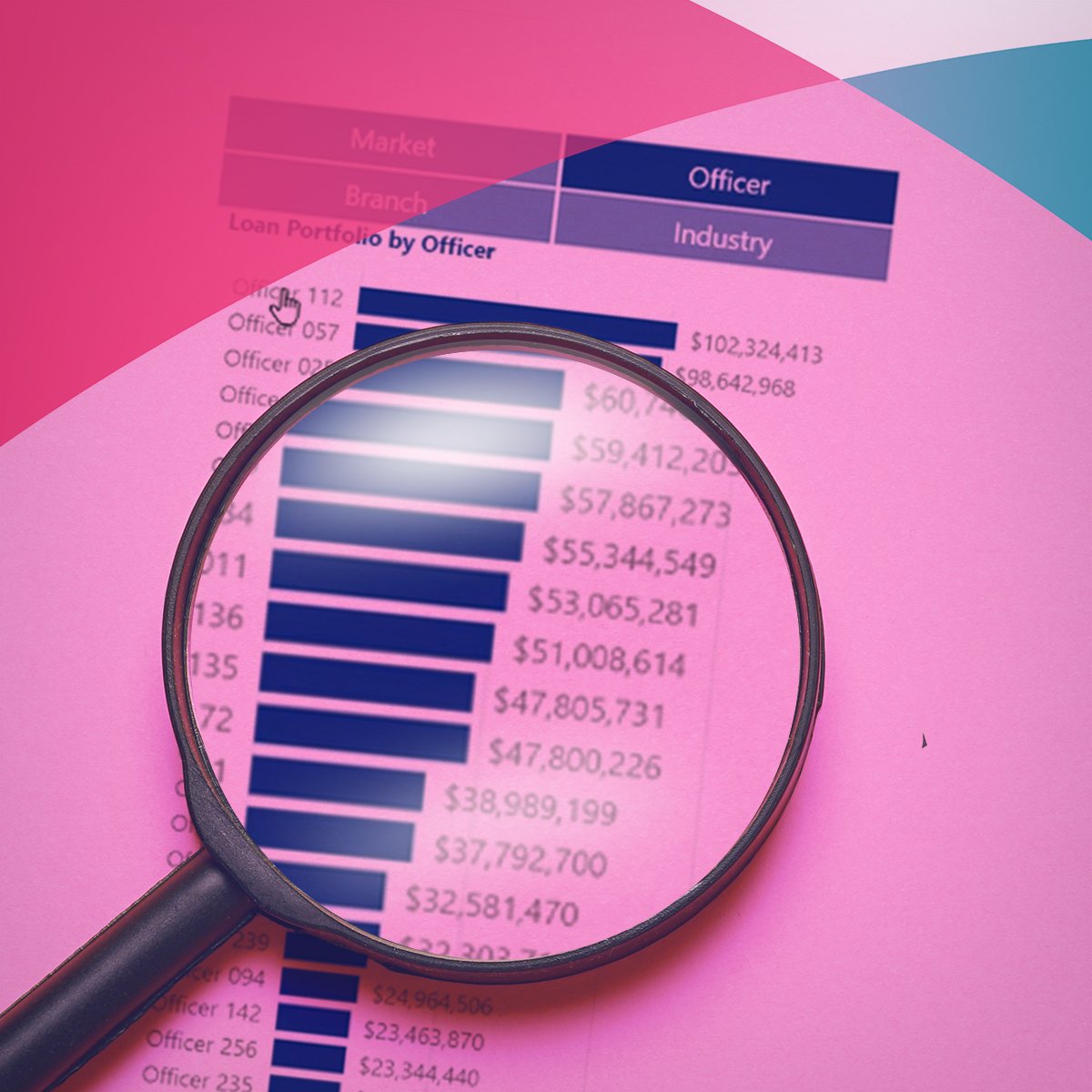 magnifying glass over graph chart