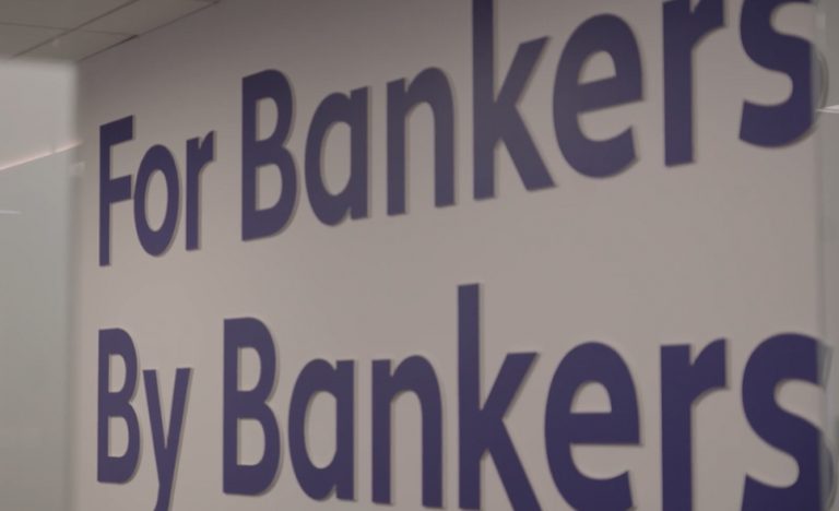 Picture of the For Bankers, By Bankers sign in the KlariVis HQ