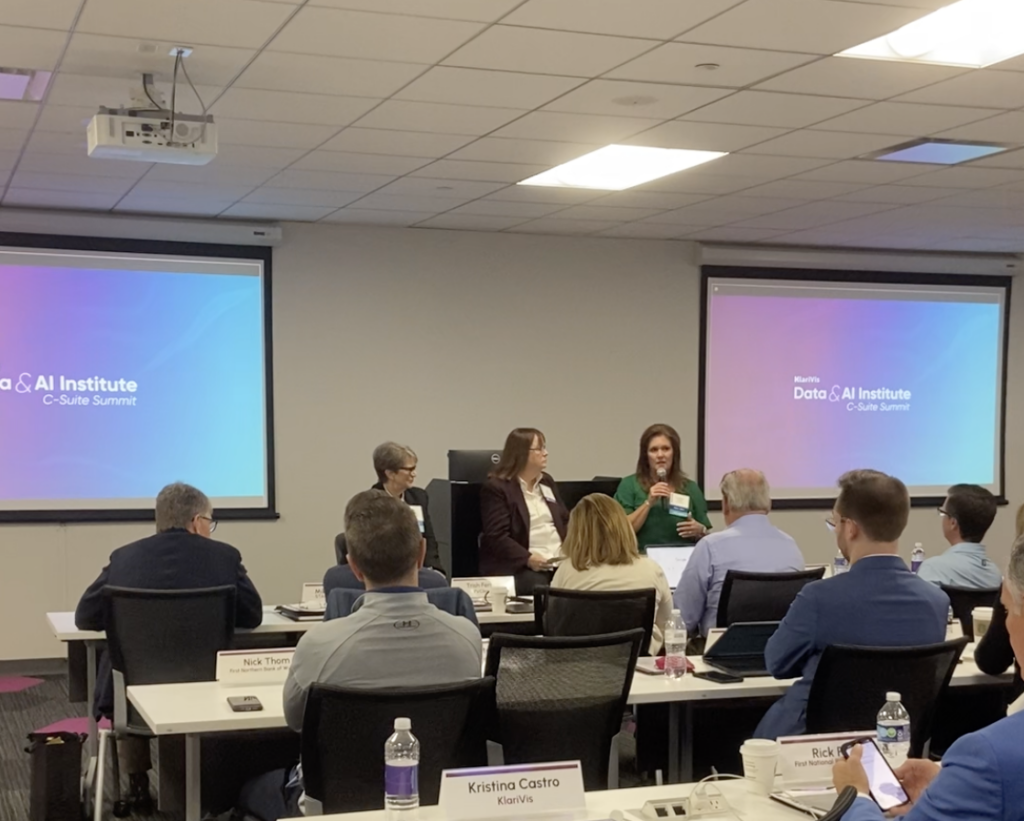 Cynthia Cain, Susan Hubble, and Gill Hundley at the KlariVis Data & AI C-Suite Summit